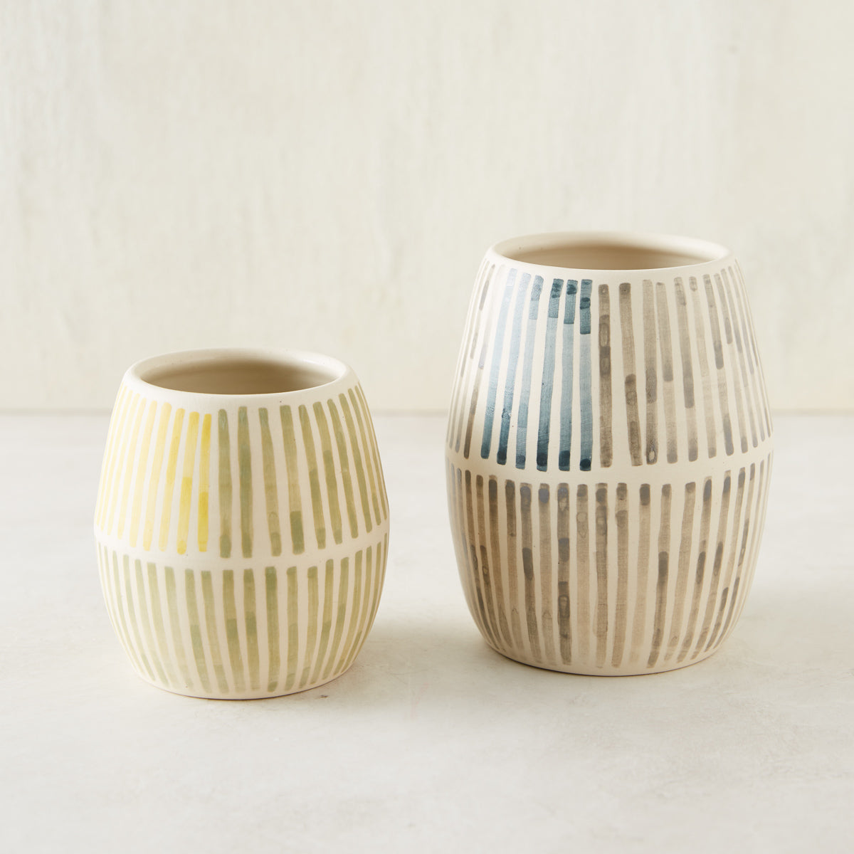 Matte Striped Pottery Vase