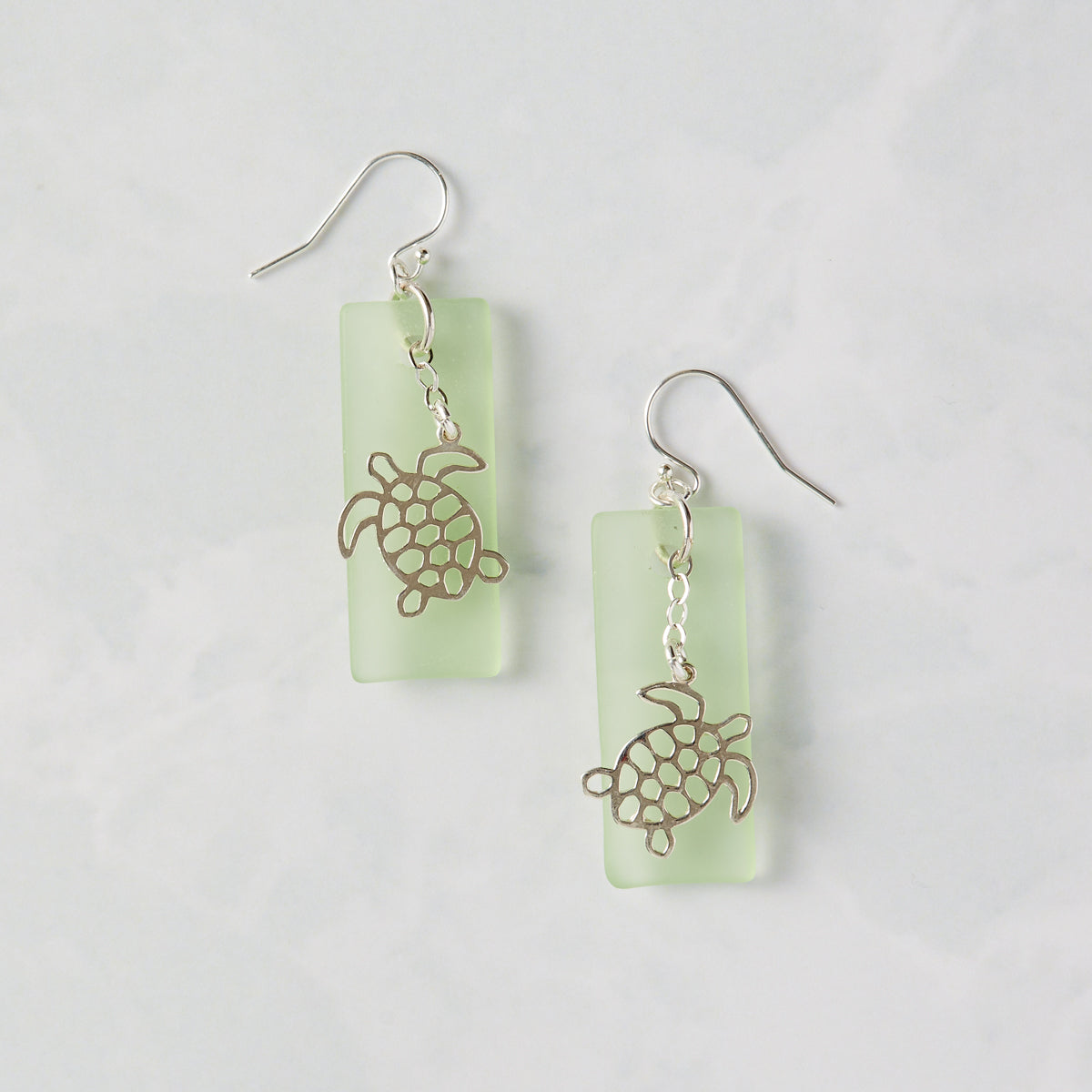 Sea Turtle Sea Glass Earrings