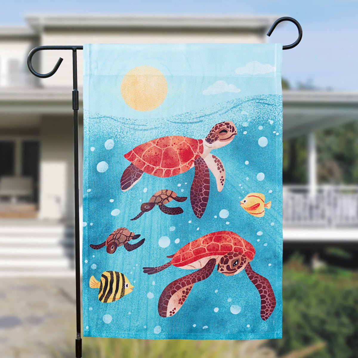 Illustrated Sea Turtle Garden Flag