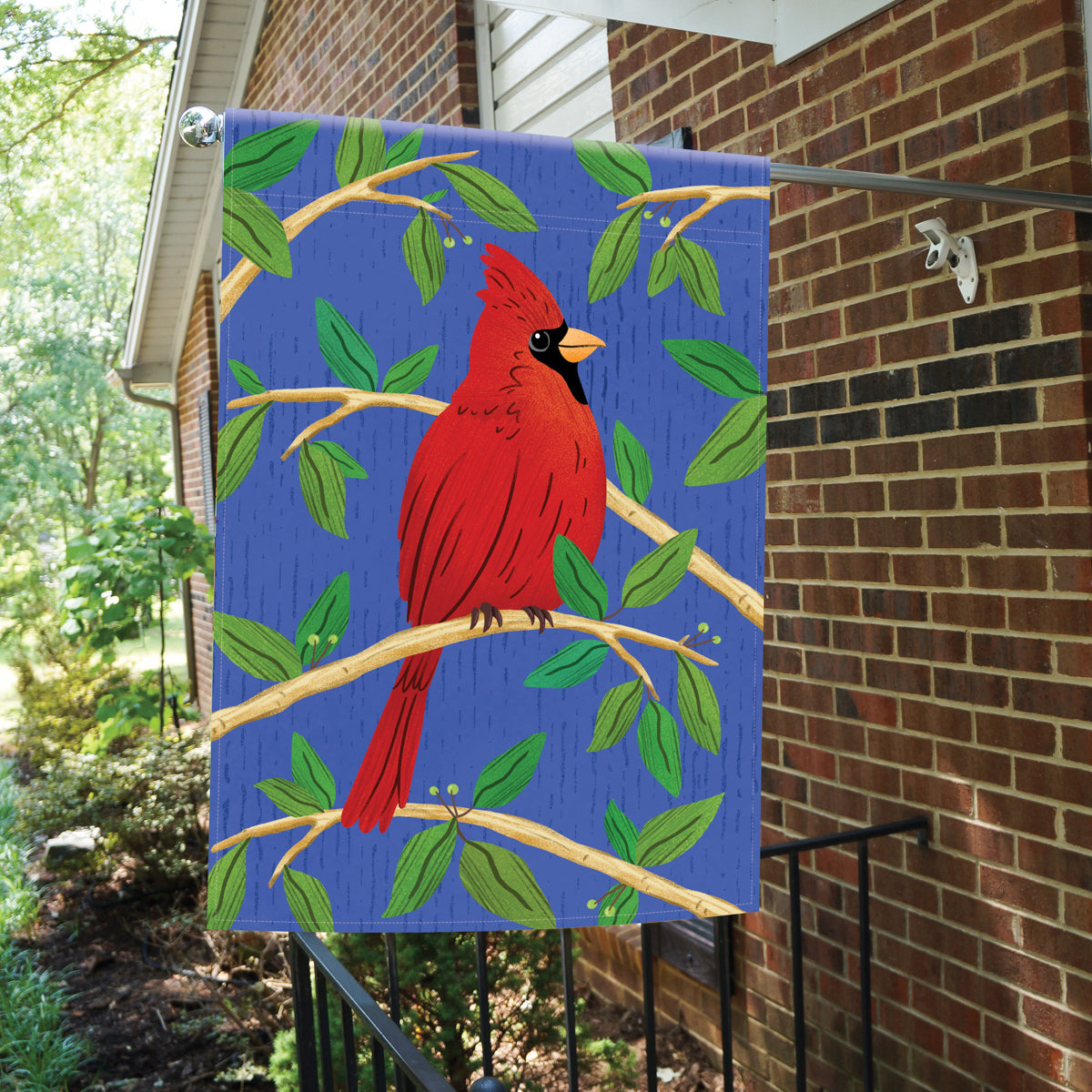 Illustrated Red Cardinal House Flag