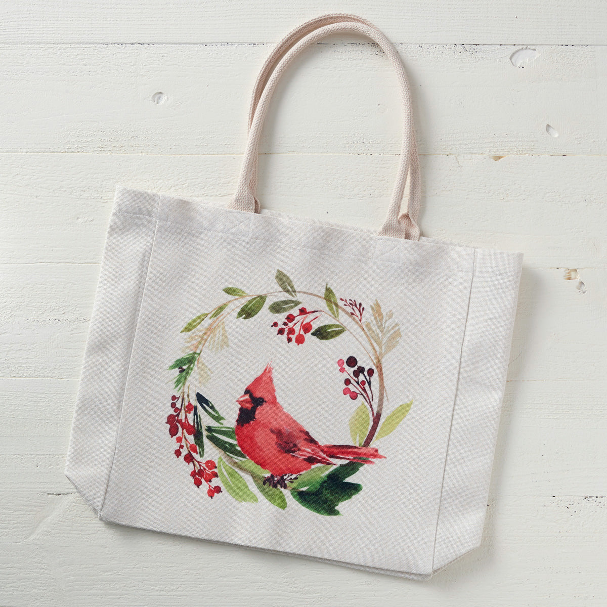 Joyful Cardinal Wreath Tote Bag