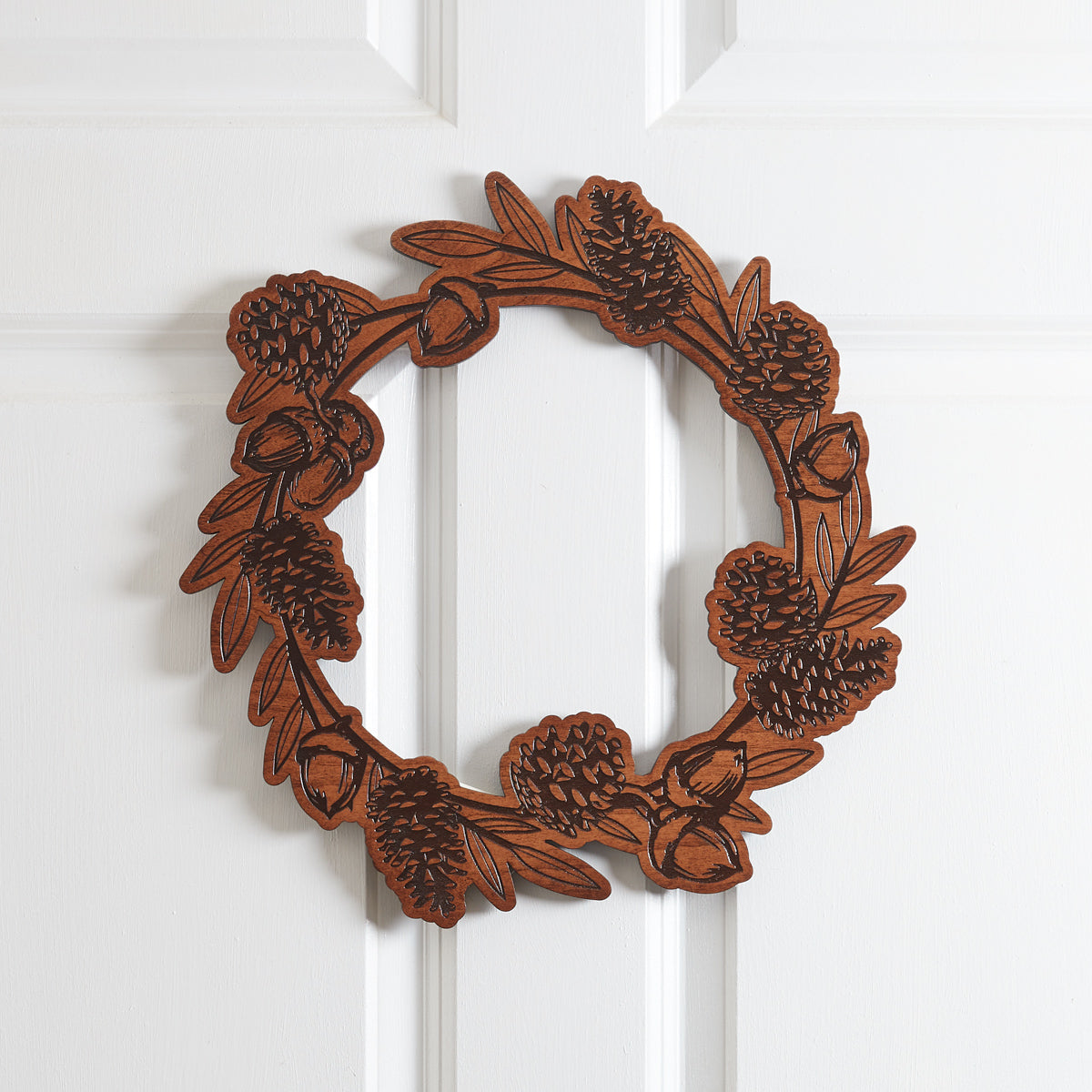 Wooden Fall Pinecone Wreath